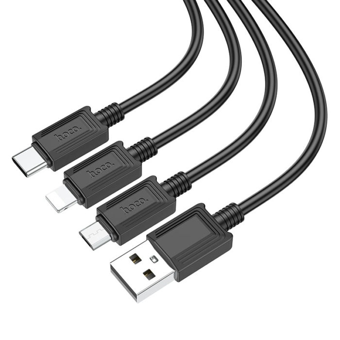 Кабель HOCO X74 3-in-1 charging cable(iP+Micro+Type-C) black