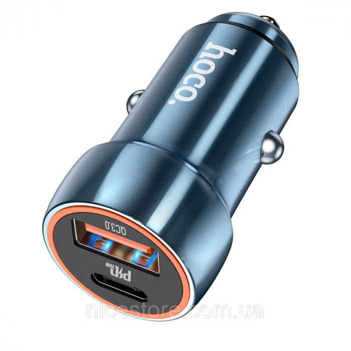 АЗУ HOCO Z46A Blue whale PD20W+QC3.0 car charger sapphire blue