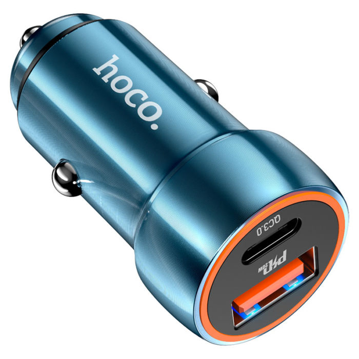АЗУ HOCO Z46A Blue whale PD20W+QC3.0 car charger sapphire blue