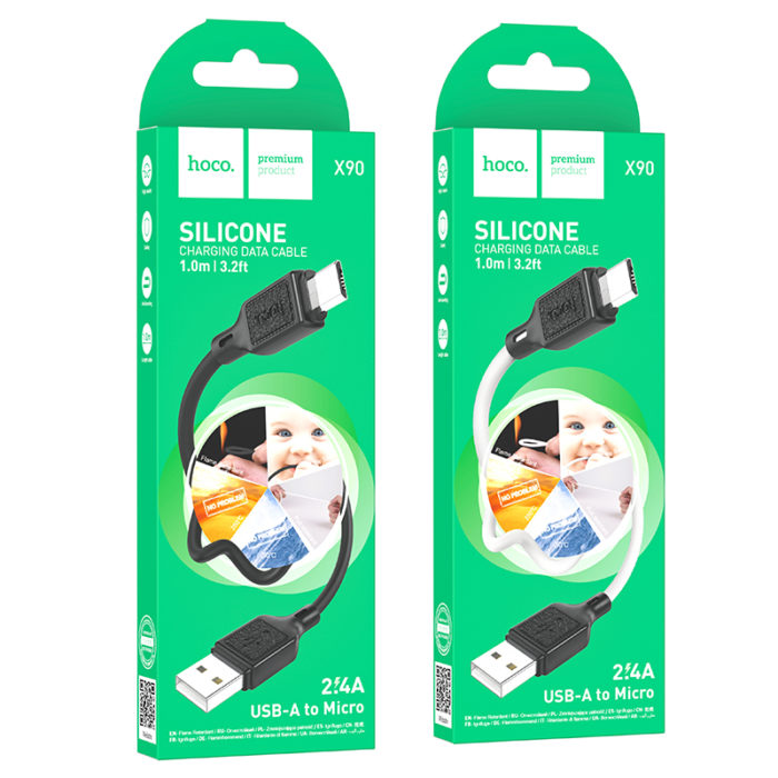 Кабель MicroUSB HOCO X90 Cool silicone charging data cable for Micro black