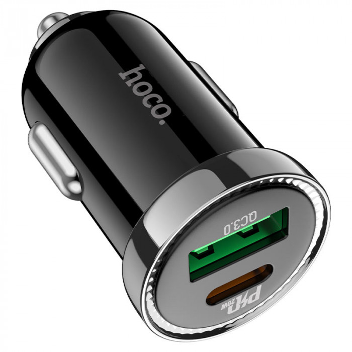 АЗУ HOCO Z44 Leading PD20W+QC3.0 car charger black