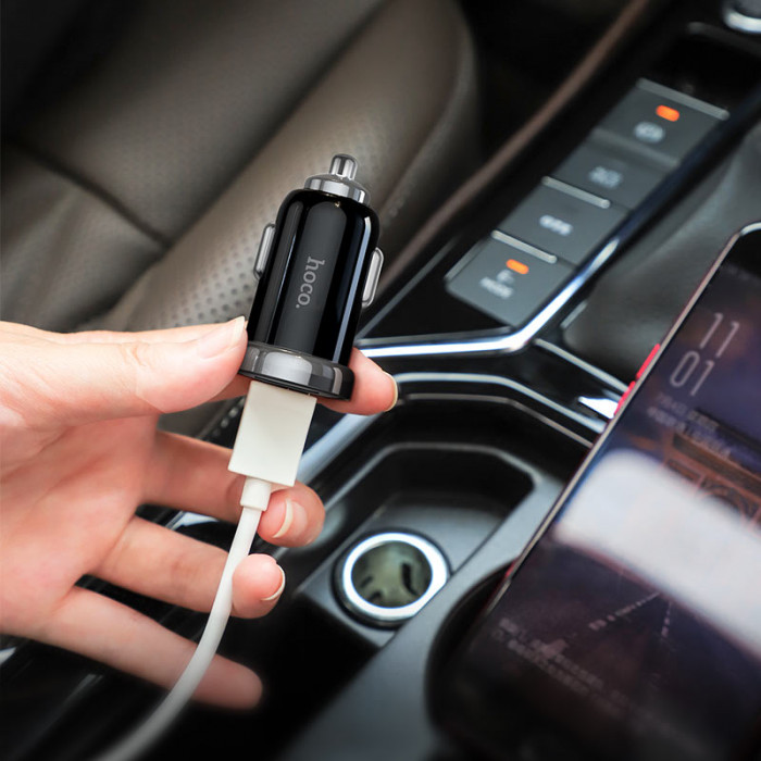 АЗУ HOCO Z44 Leading PD20W+QC3.0 car charger black