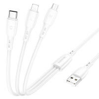 Кабель Borofone BX71 3-in-1 charging cable(iP+Micro+Type-C) white