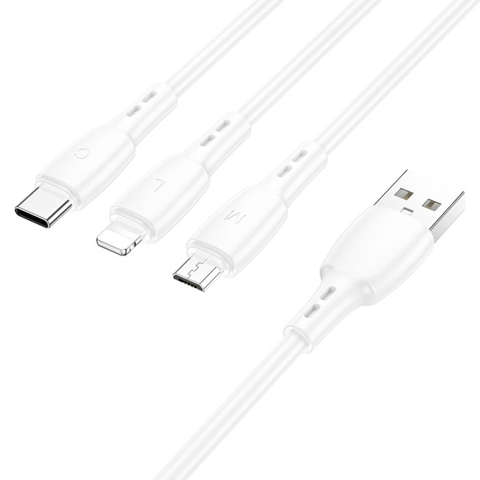 Кабель Borofone BX71 3-in-1 charging cable(iP+Micro+Type-C) white