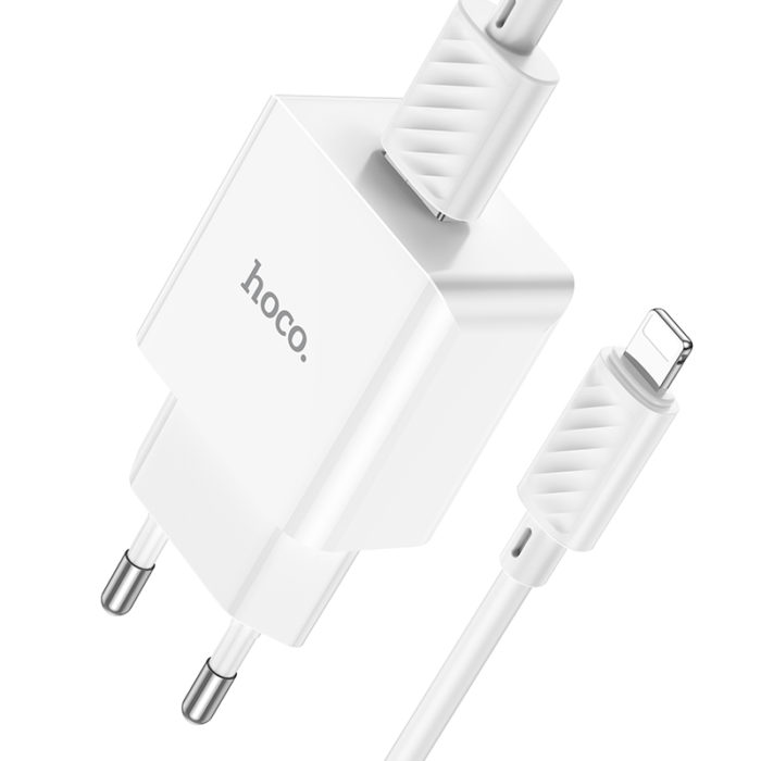 СЗУ HOCO C106A Leisure single port charger set 2.1A(iP)(EU) white