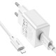 СЗУ HOCO C106A Leisure single port charger set 2.1A(iP)(EU) white