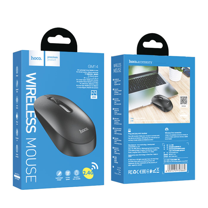 Мышка HOCO GM14 Platinum 2.4G business wireless mouse black