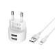 СЗУ Borofone BA23A Brilliant dual port charger set(iP)(EU) White
