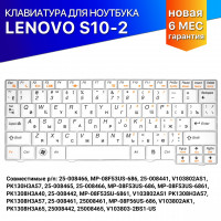 Клавиатура для Lenovo IdeaPad S10-2, S10-3C, S11 Series. Плоский Enter. Белая, без рамки. PN: V100620BK1.