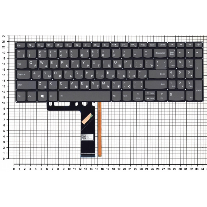 Клавиатура для ноутбука Lenovo IdeaPad 320-15IKB серая с подсветкой