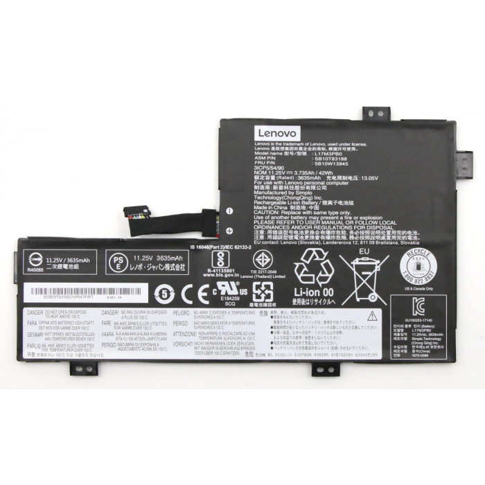 Аккумуляторная батарея для ноутбука Lenovo 100e 300e Chromebook Gen 2 MTK (L17M3PB0) 11.25V 42Wh