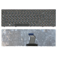 Клавиатура для Lenovo IdeaPad B570 B580 V570 Z570 Z575 B590 черная с бронзовой рамкой