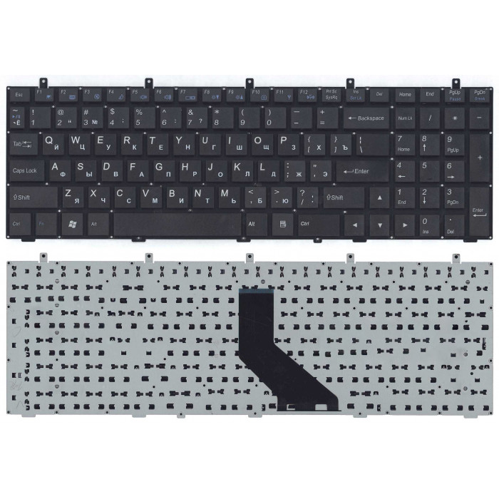 Клавиатура для DNS 0170720 Clevo W350 w370 черная (плоский ENTER)