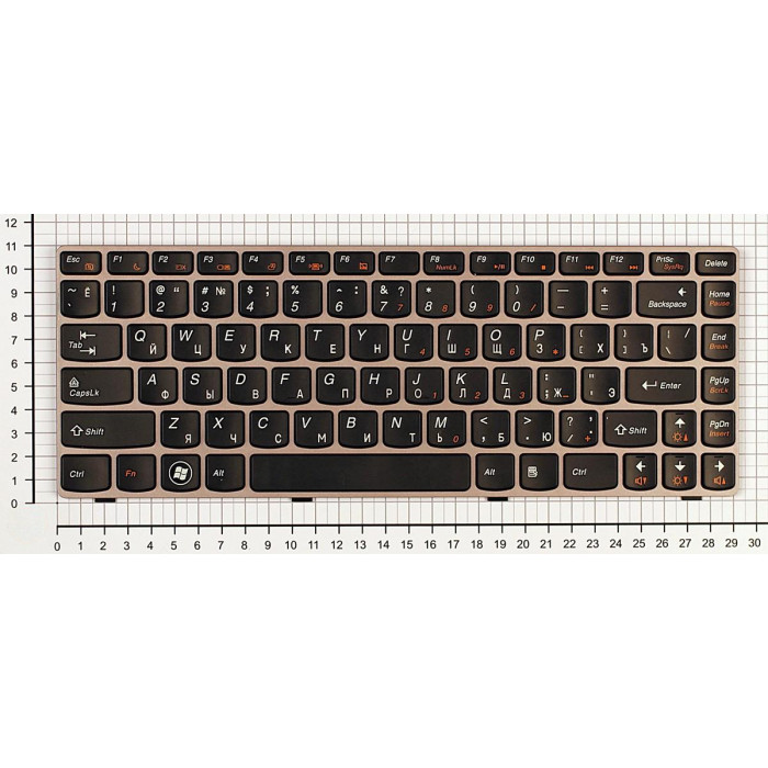 Клавиатура для Lenovo IdeaPad Z470 G470AH G470GH Z370 черная с коричневой рамкой