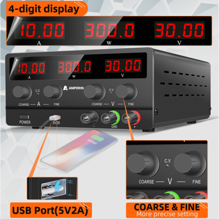 Лабораторный блок питания Amperin AI-H3010 30V, 10A