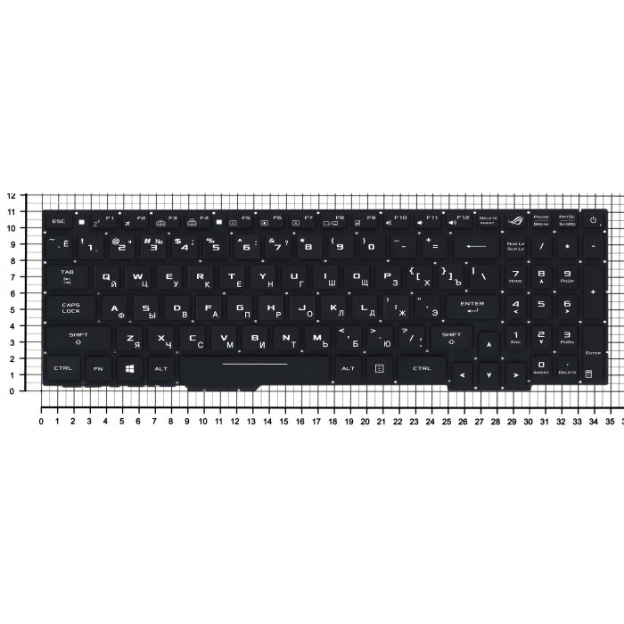 Клавиатура для Asus GL753 черная с белой подсветкой