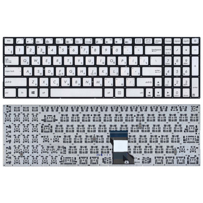 Клавиатура для Asus N541, Q501 серебристая с подсветкой