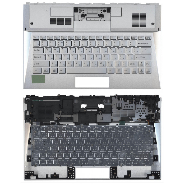 Клавиатура для Sony Vaio SVD13 серебристая с подсветкой топ-панель