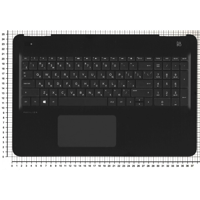 Клавиатура для HP 15-BC топкейс белый шрифт