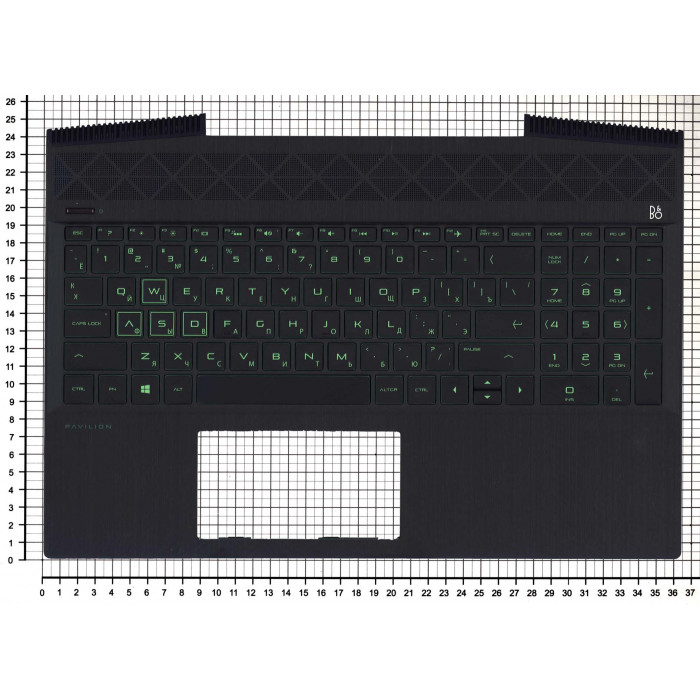 топкейс для HP Pavilion Gaming 15-CX зеленая подсветка