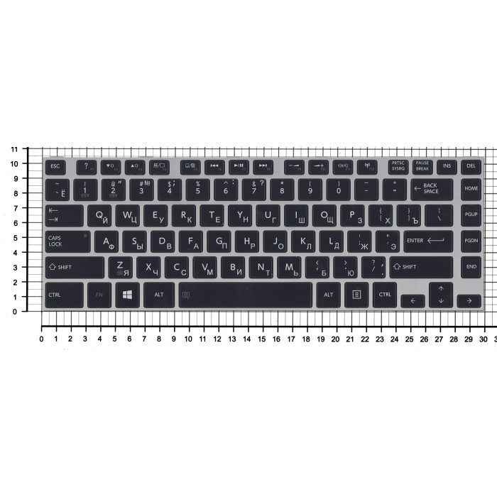 Клавиатура для Toshiba M40T черная с серой рамкой и подсветкой