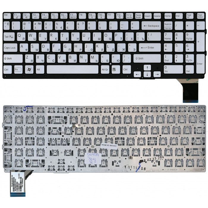 Клавиатура для ноутбука Sony PCG-41413V серебристая
