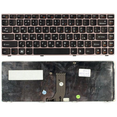 Клавиатура для Lenovo IdeaPad Z470 G470AH G470GH Z370 черная с коричневой рамкой