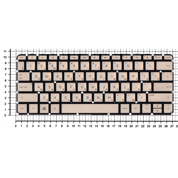 Клавиатура для HP Envy 13-d золотистая с подсветкой