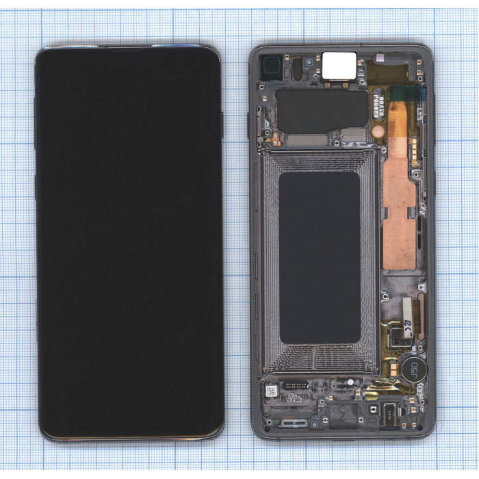 Дисплей для Samsung Galaxy S10 SM-G973F в сборе с тачскрином ServicePack черный (GH82-18850A)