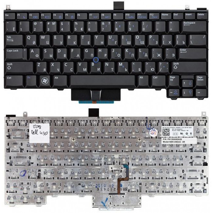 Клавиатура для Dell Latitude E4310 черная с указателем (point stick)
