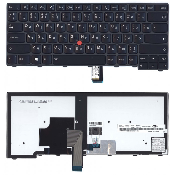 Клавиатура для Lenovo ThinkPad T440 T440P T440S черная с подсветкой