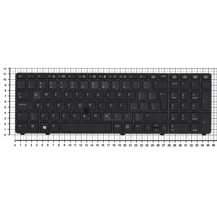 Клавиатура для HP Elitebook 8760W 8770W серая с указателем без подстветки