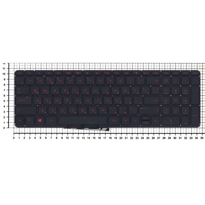 Клавиатура для HP Pavilion 15-P 17-F черная с красной подсветкой