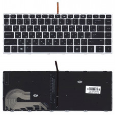 Клавиатура для ноутбука HP Elitebook 840 G5 черная с серебристой рамкой и подсветкой