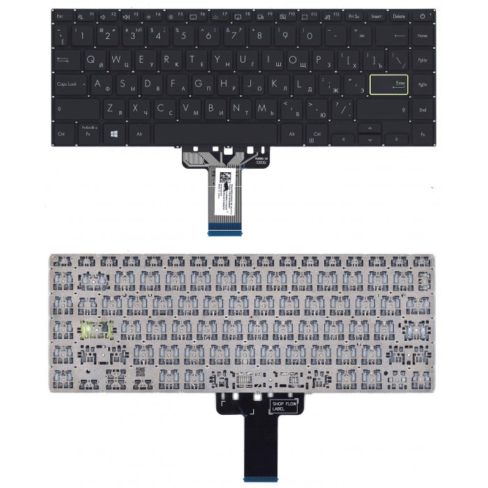 Клавиатура для Asus K413JA черная с подсветкой
