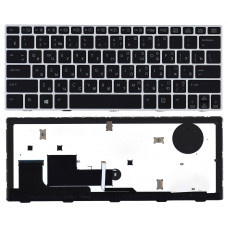 Клавиатура для HP EliteBook Revolve 810 G1 черная с серой рамкой и подсветкой