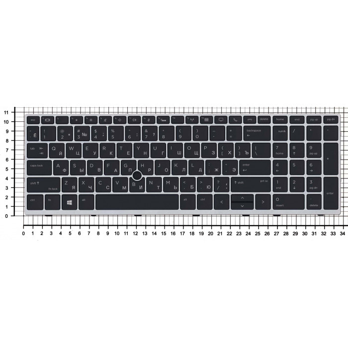 Клавиатура для HP EliteBook 850 G5 755 G3 черная с серой рамкой и подсветкой