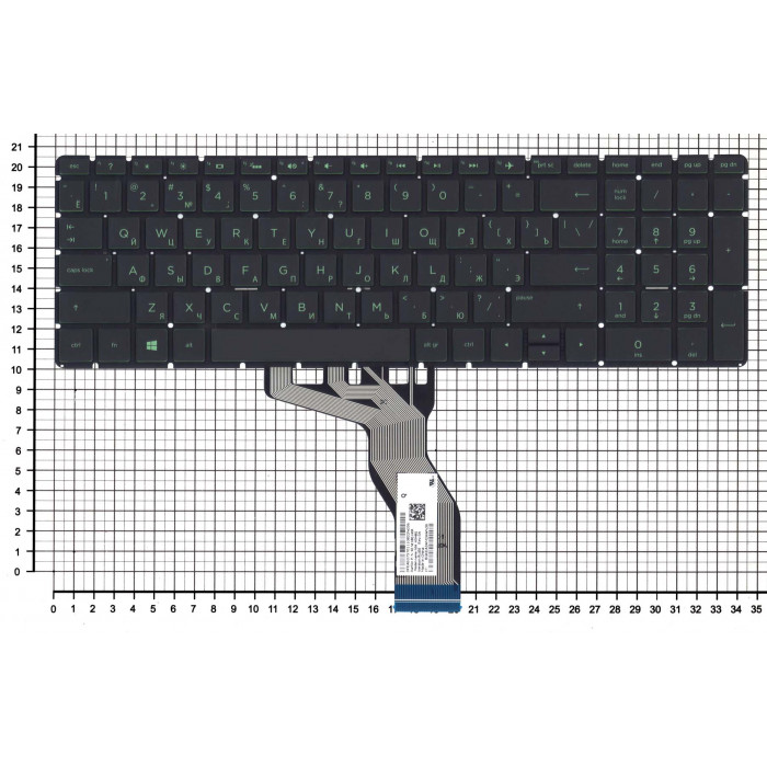 Клавиатура для HP 15-BW 250 G6 черная с зеленой подсветкой
