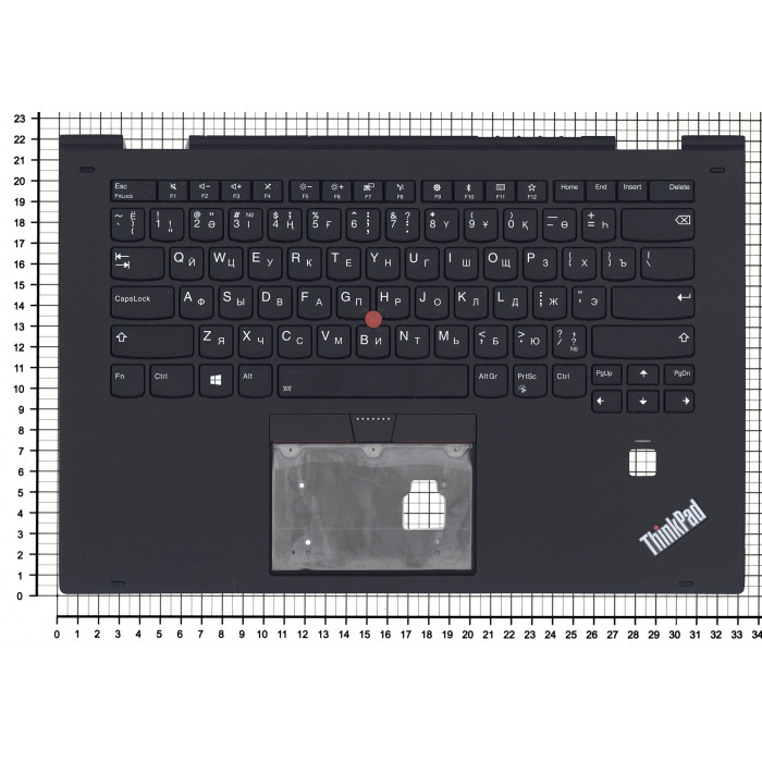 Клавиатура для Lenovo Thinkpad Yoga X1 2nd Gen 2017 черная с подсветкой топ-панель
