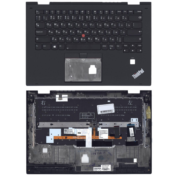 Клавиатура для Lenovo Thinkpad Yoga X1 2nd Gen 2017 черная с подсветкой топ-панель