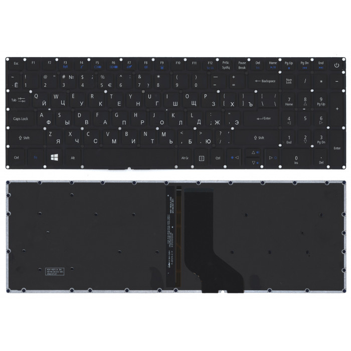 Клавиатура для ноутбука Acer Aspire 7 A717-72 черная с подсветкой