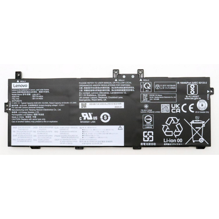 Аккумулятор для Lenovo X13 gen 3 (L20L3P71) 11.61V 52.8Wh