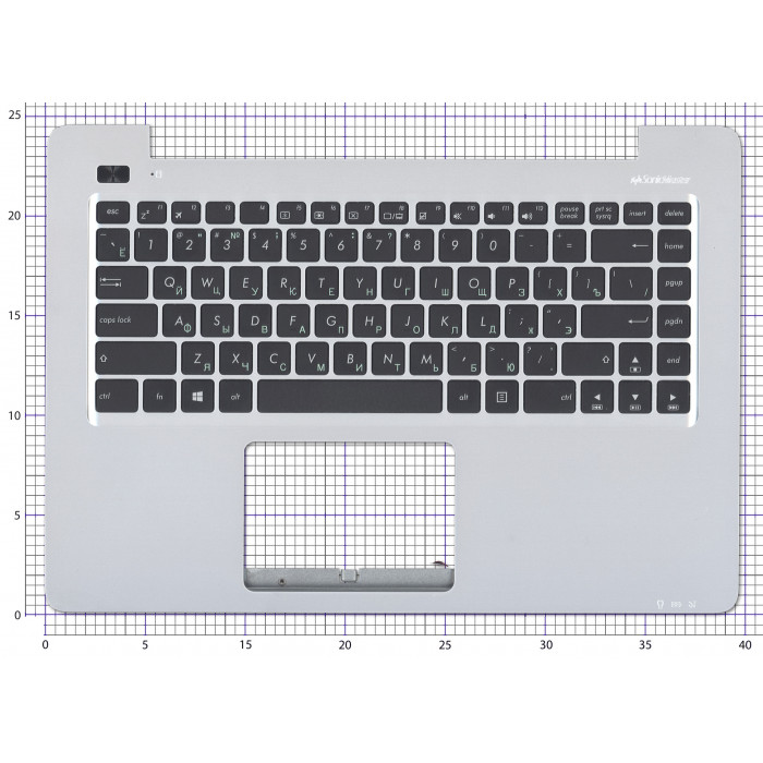 Клавиатура для ноутбука Asus X456 топкейс серебро