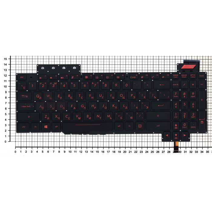 Клавиатура для Asus FX503 черная с красной подсветкой