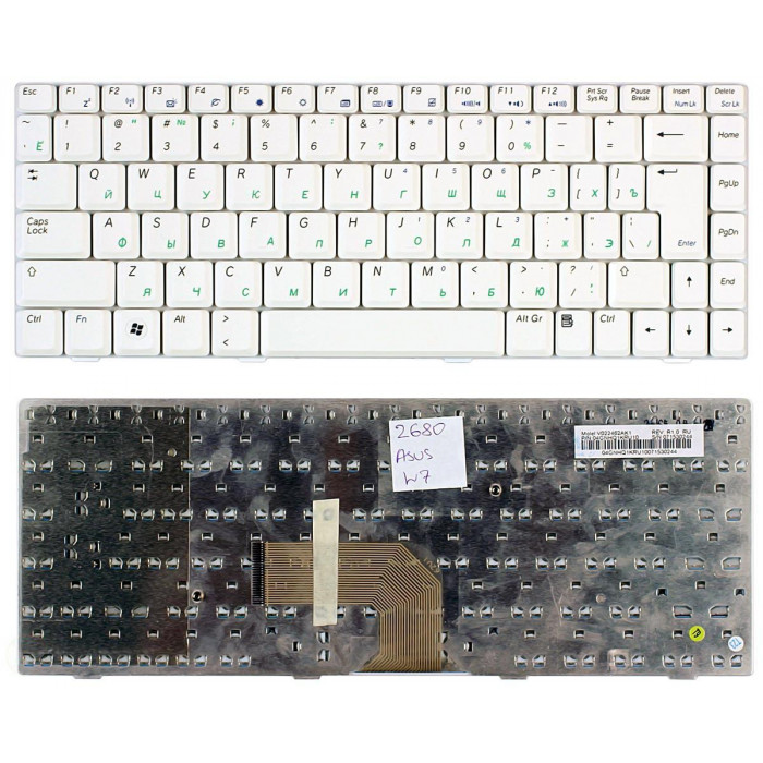 Клавиатура для Asus W5 W6 W7 белая