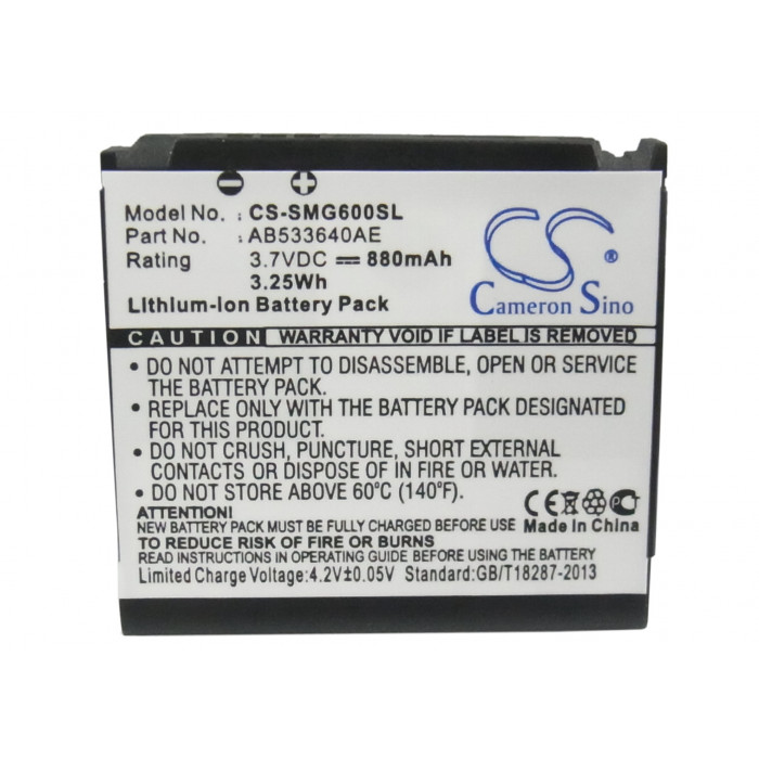 Аккумулятор CS-SMG600SL AB533640CU, AB533640AE для Samsung SGH-F268 / SGH-F330 / SGH-F338 3.7V / 880mAh