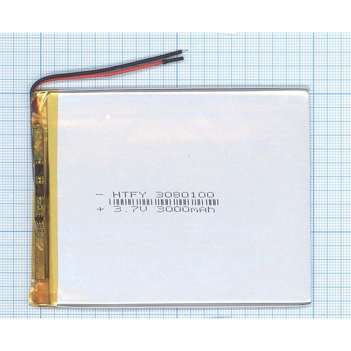 Аккумулятор Li-Pol (батарея) 3*80*100мм 2pin 3.7V / 3000mAh