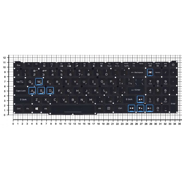 Клавиатура для Acer Predator PH517-51 черная топ-панель с синей подсветкой