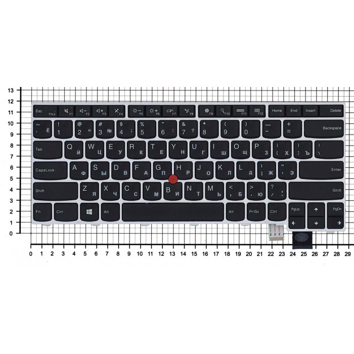Клавиатура для Lenovo Thinkpad T460S T470S черная с серебристой рамкой