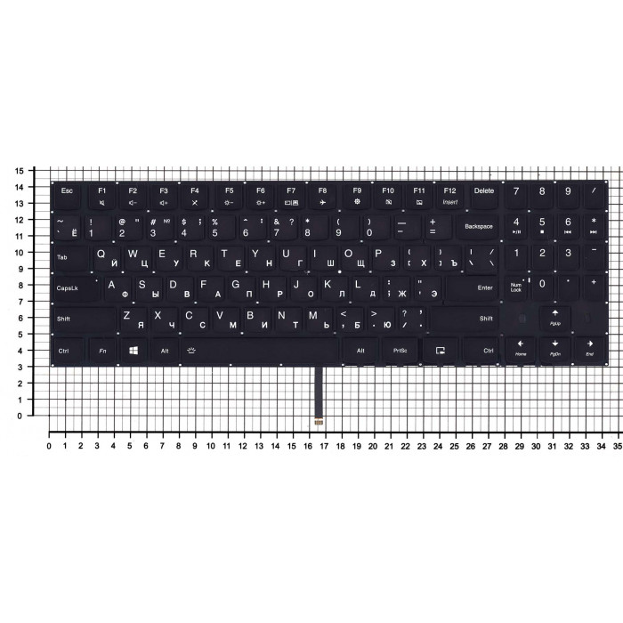 Клавиатура для Lenovo Legion Y540 черная с белой подсветкой